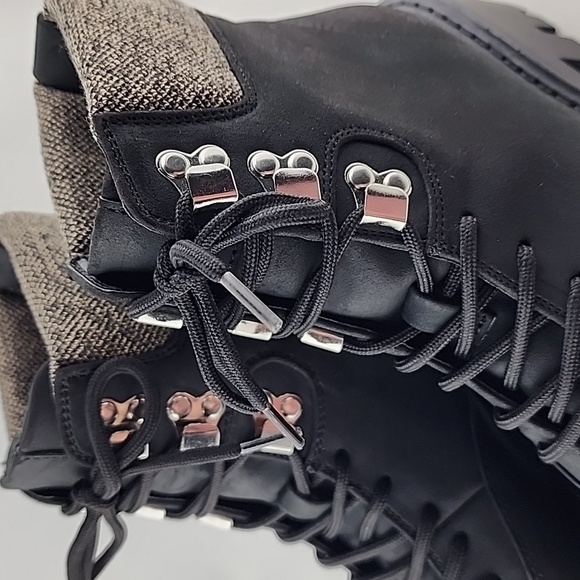 NWT ONLY Betty Women's Black Lace-Up Faux Leather Ankle Boots Chunky Sole Sz 38 - Picture 6 of 12